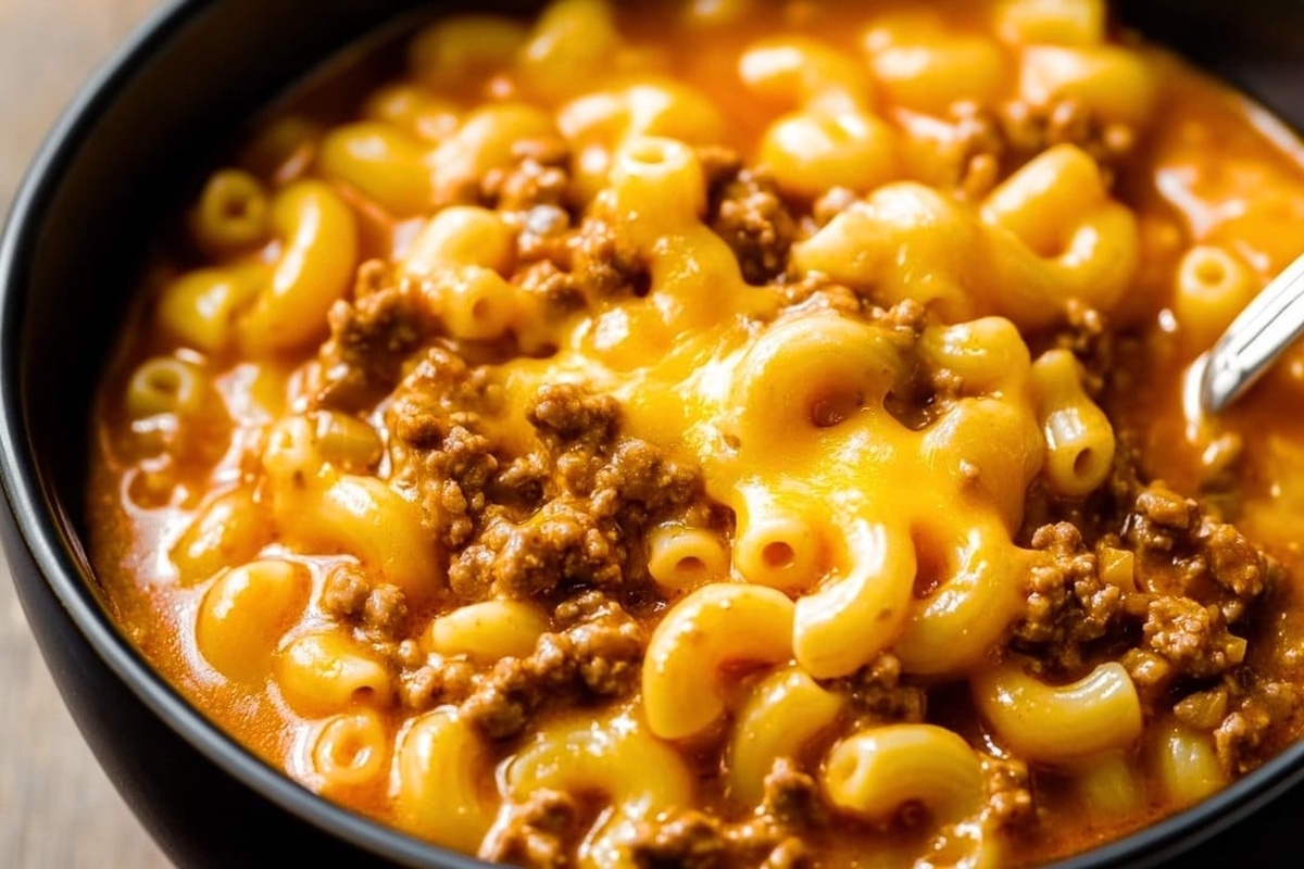 One-Pot Macaroni Cheeseburger Soup Recipe (No Velveeta)