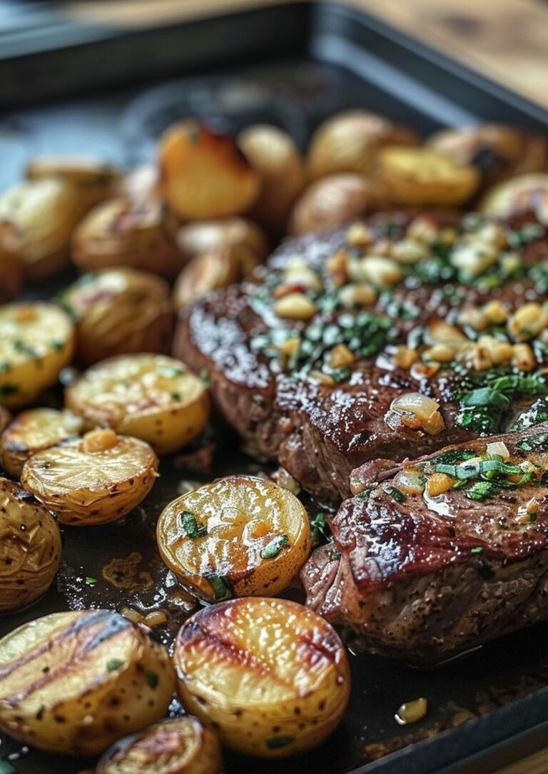 Buttery Garlic Steak With Roasted Potatoes Recipe