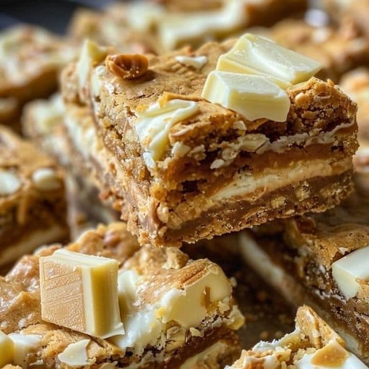 Fudgy White Chocolate Biscoff Blondies Recipe