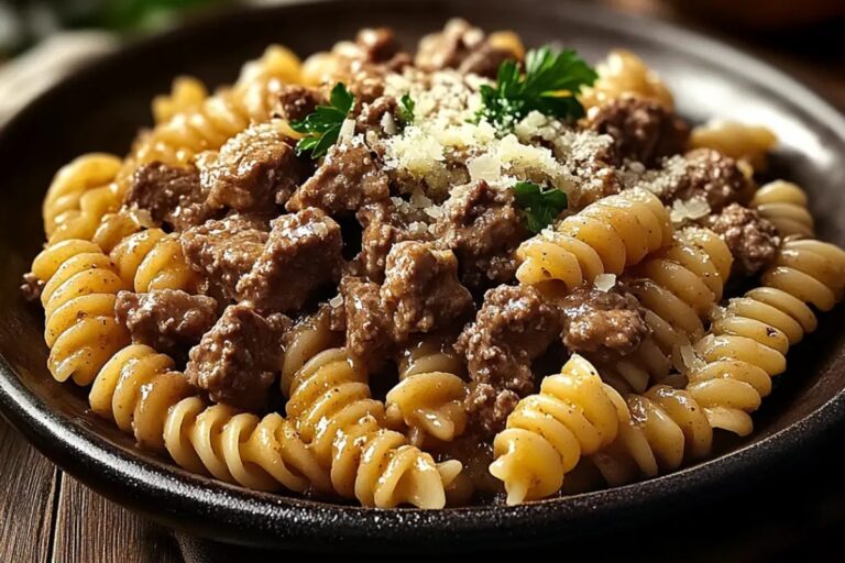 Beef And Rotini In Garlic Parmesan Sauce Recipe