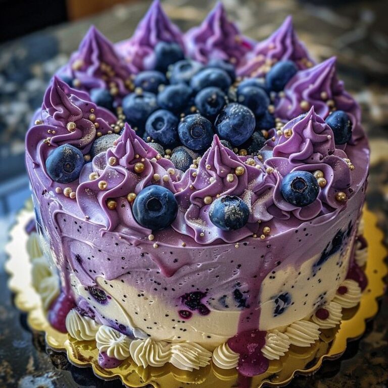 No-Bake Lemon Dazzling Blueberry Cream Cake Recipe
