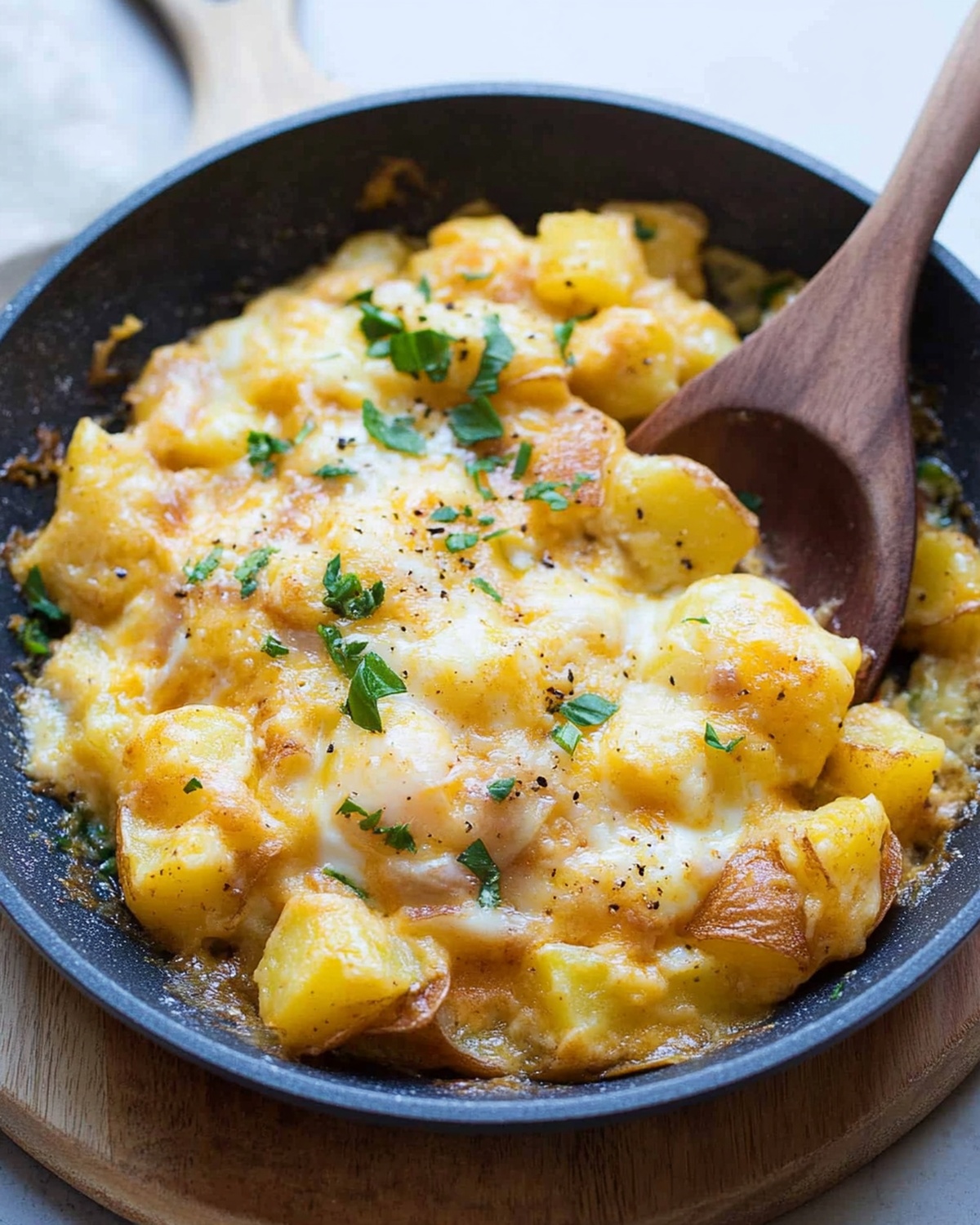 Cheesy Potato Egg Scramble Recipe
