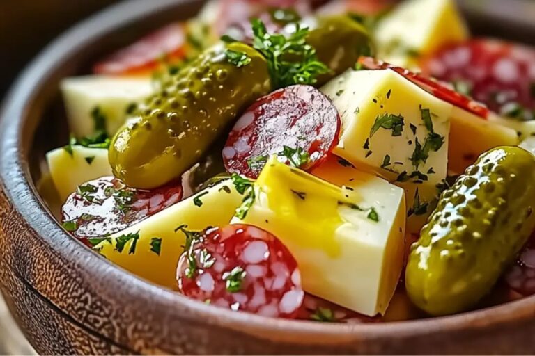Easy Marinated Cheese Appetizer With Salami & Pickles Recipe