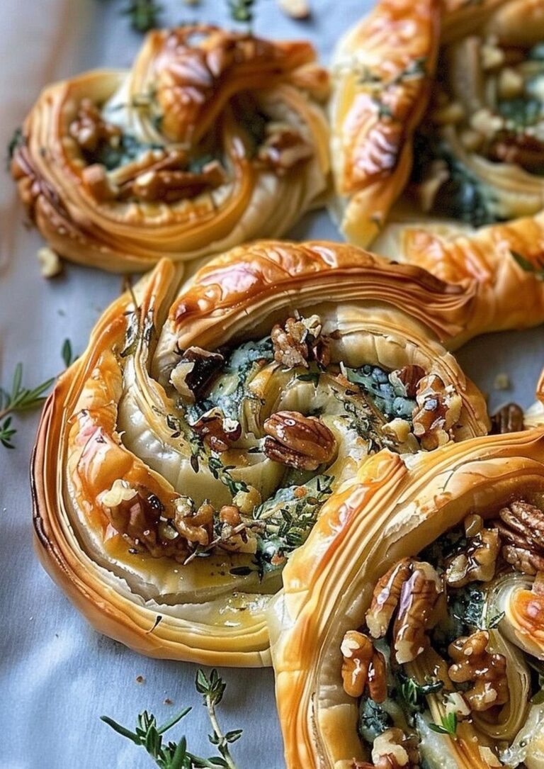 Blue Cheese, Walnut, and Thyme Pull-Apart Puff Pastry Twirl Recipe