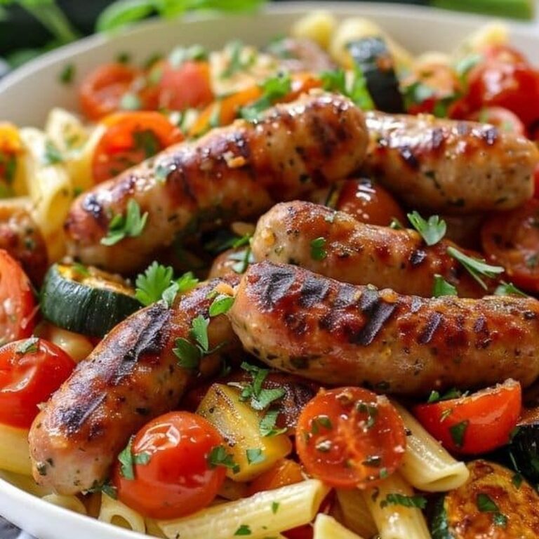 Chicken Sausages with Zucchini, Tomatoes, and Pasta Recipe