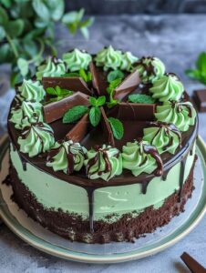 Mint Chocolate Fudge Cheesecake Cake Recipe