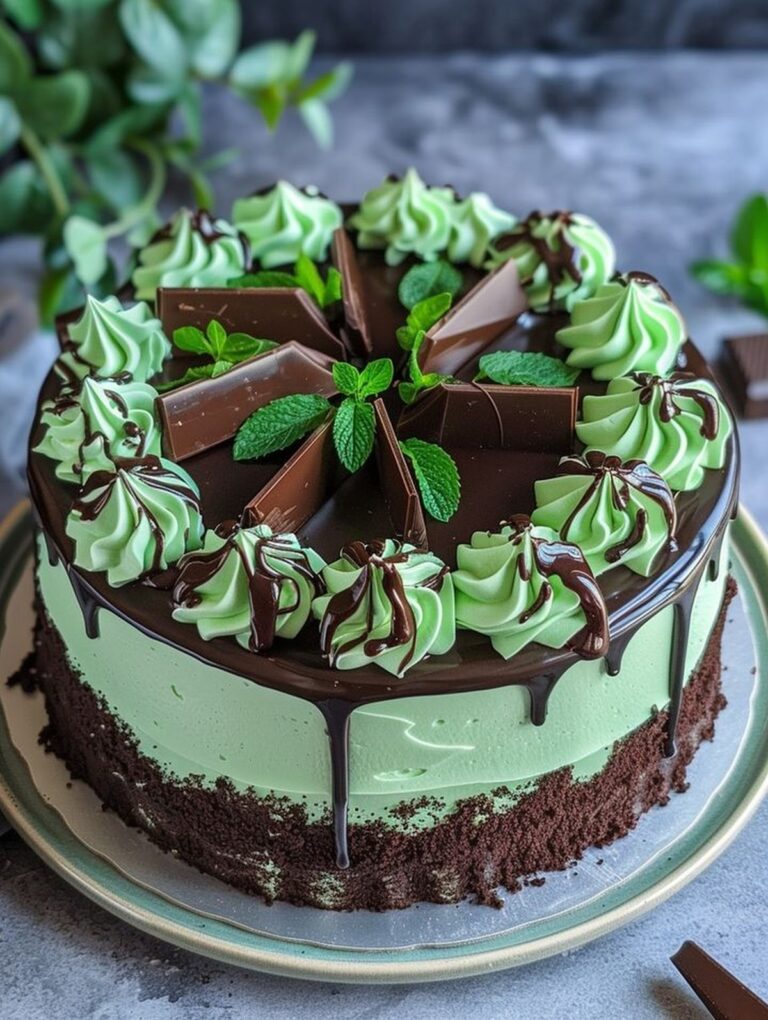 Mint Chocolate Fudge Cheesecake Cake Recipe