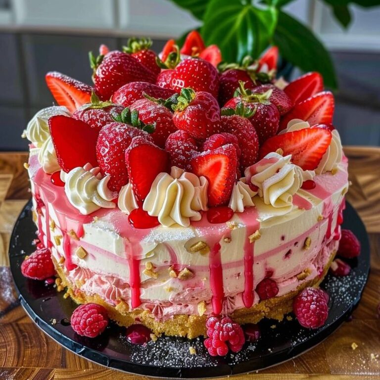 Strawberries And Cream Cheesecake Cake Recipe