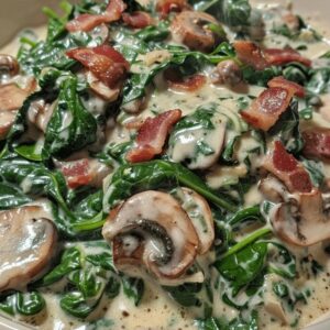 Creamed Spinach, Bacon, And Mushrooms Recipe