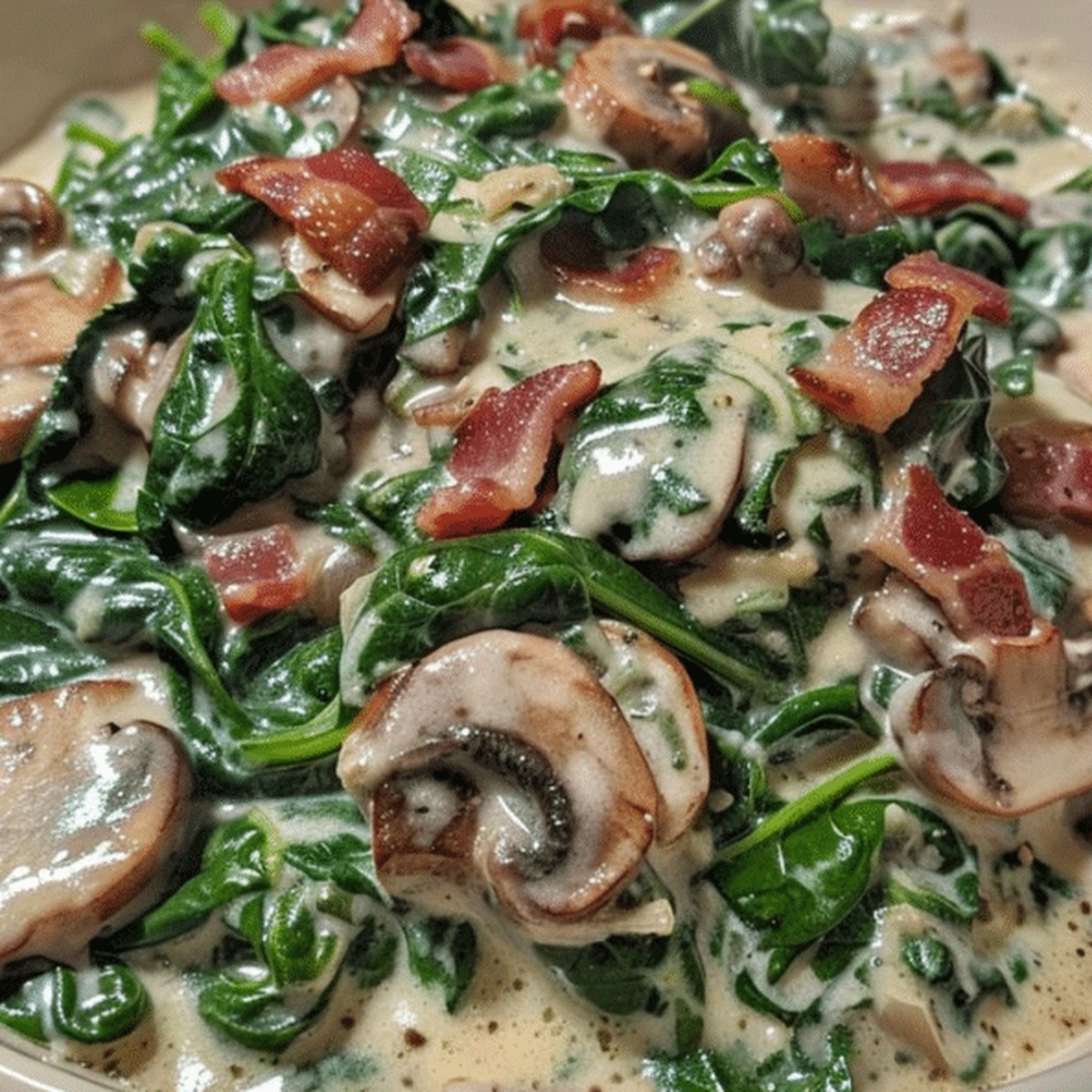 Creamed Spinach, Bacon, And Mushrooms Recipe