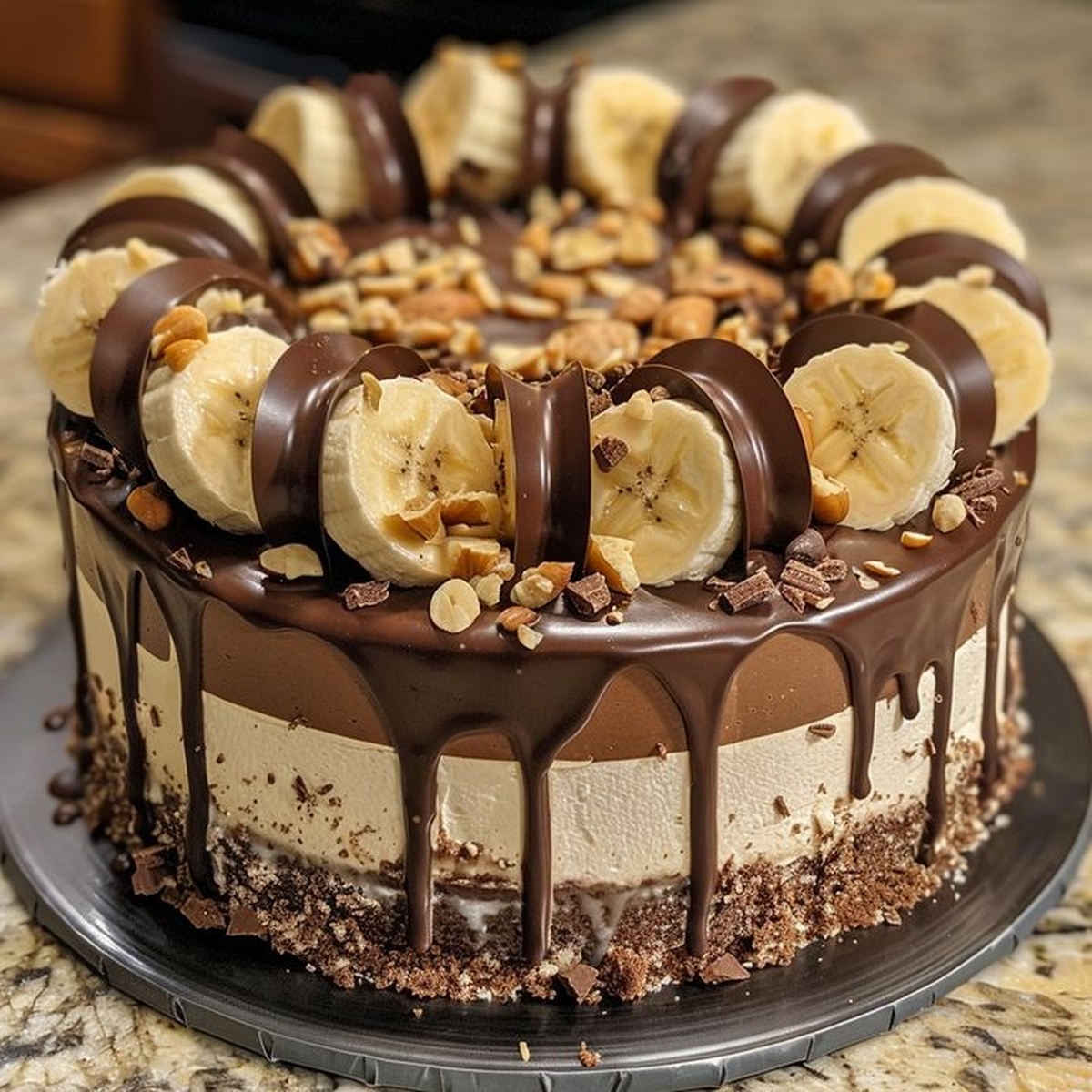 Chocolate Banana Cheesecake Cake Recipe