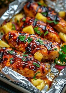 Pineapple BBQ Baked Chicken Foil Packet Recipe