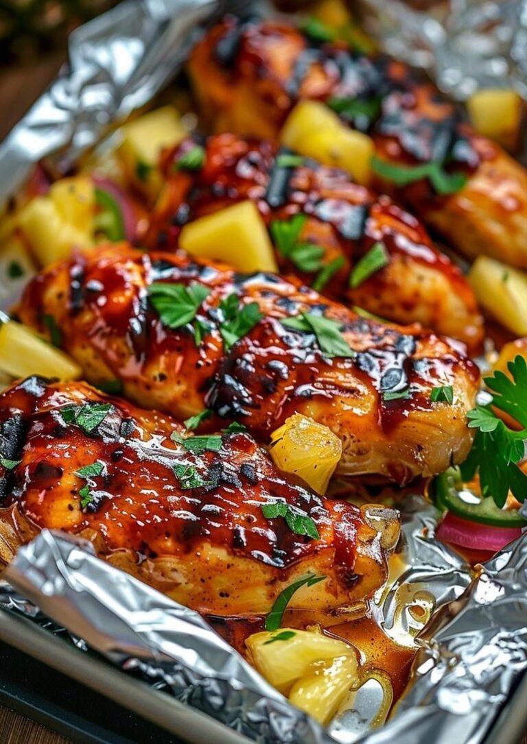 Pineapple BBQ Baked Chicken Foil Packet Recipe