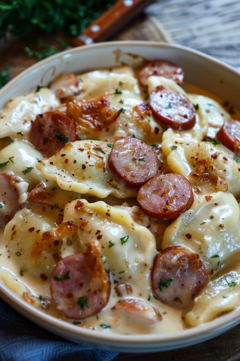 Stocky Crockpot Pierogi Casserole With Kielbasa Recipe
