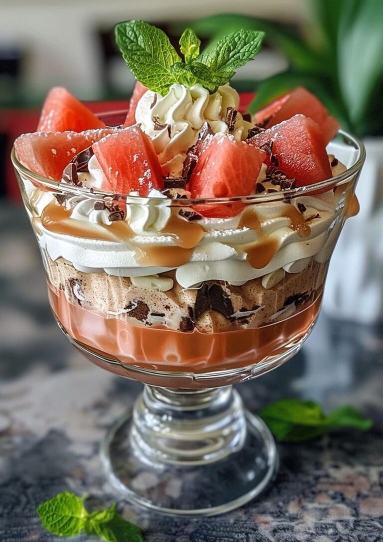 Caramel Cheesecake Watermelon Whip Trifle Recipe