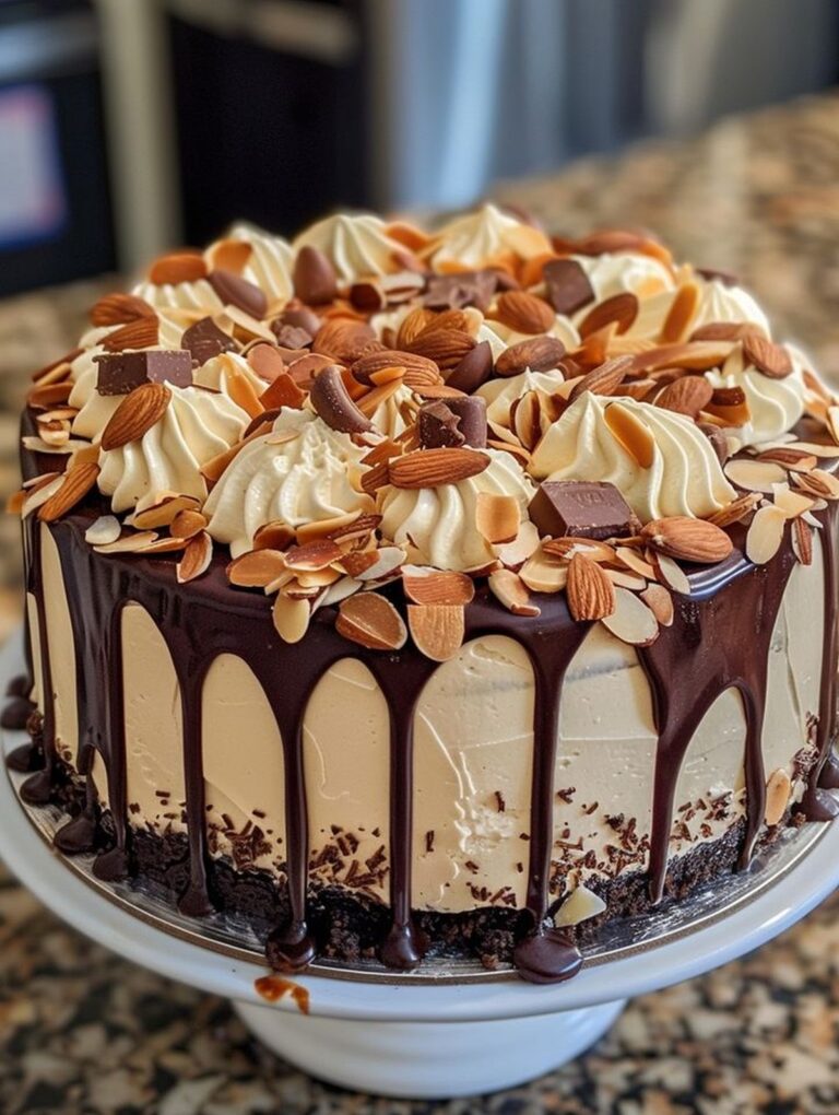 Chocolate Almond Coconut Cheesecake Cake Recipe