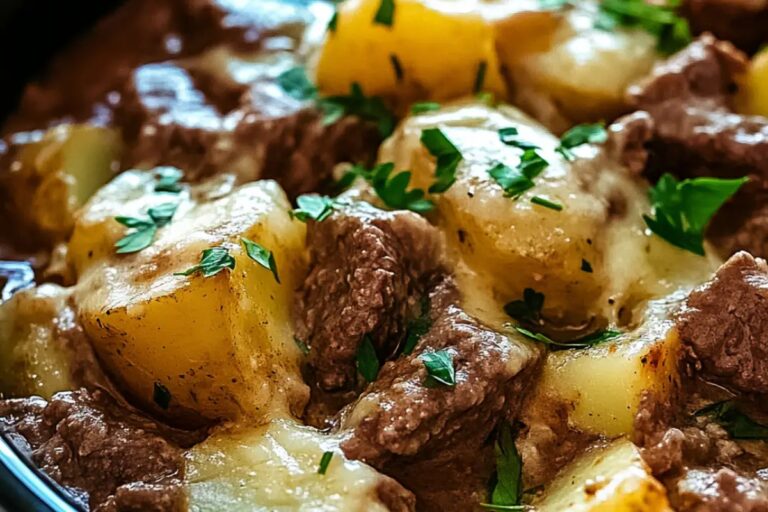 Crockpot Loaded Steak And Potato Bake Recipe