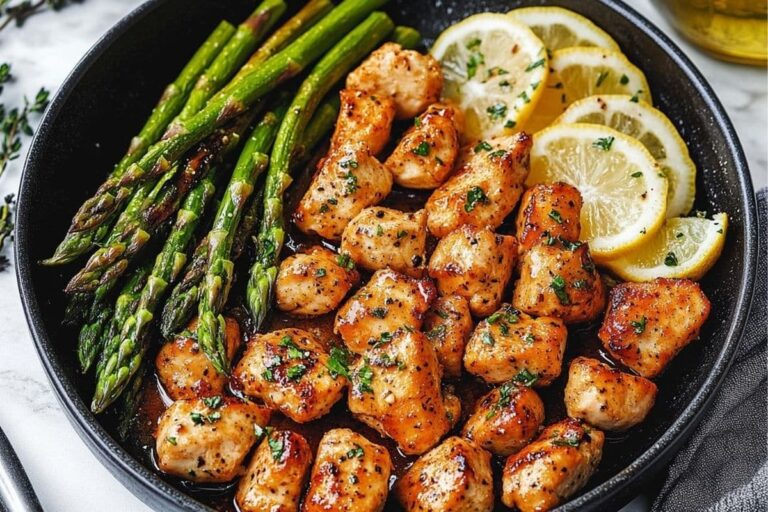 Garlic Butter Chicken Bites With Lemon Asparagus Recipe