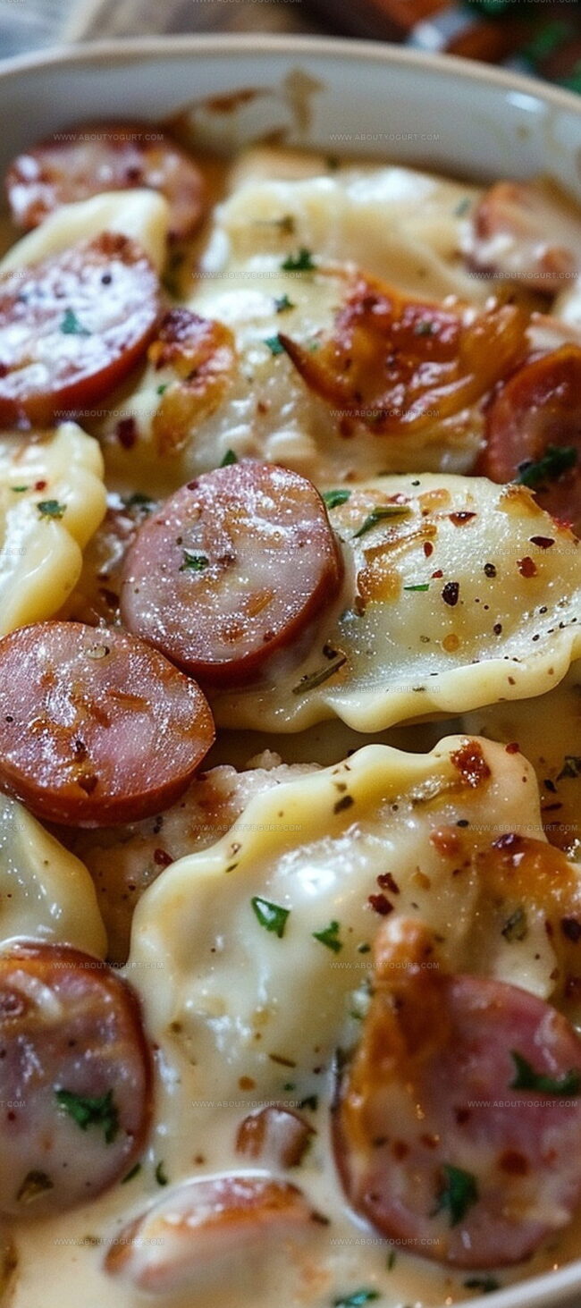 Variations on Crockpot Pierogi Casserole with Kielbasa