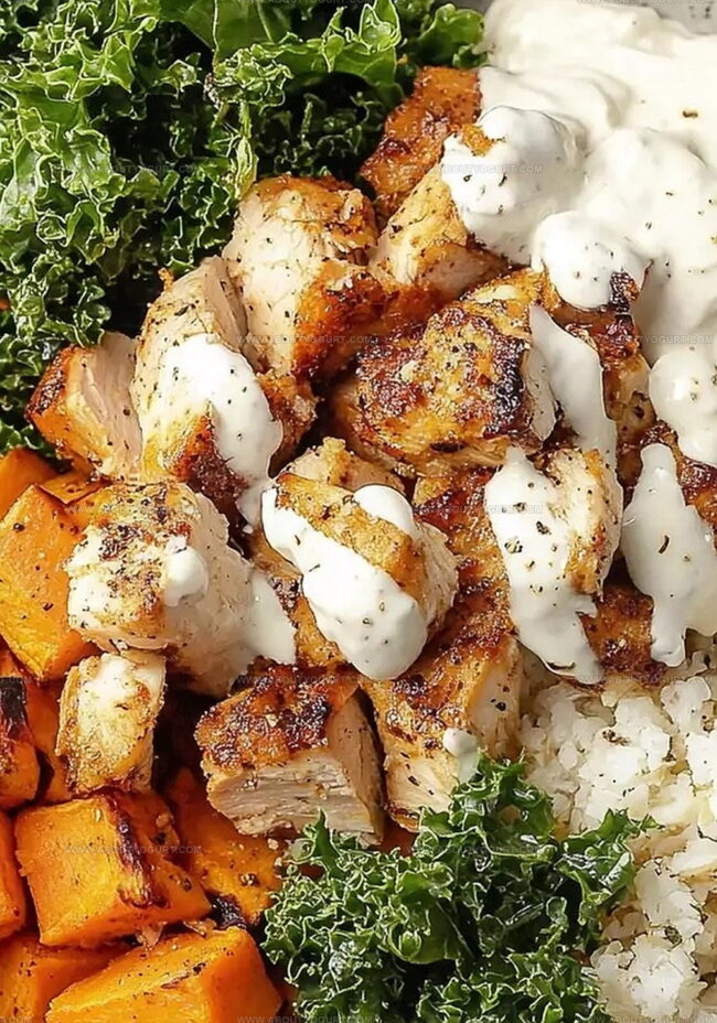 How To Cook Roasted Chicken, Sweet Potato, And Kale Bowls