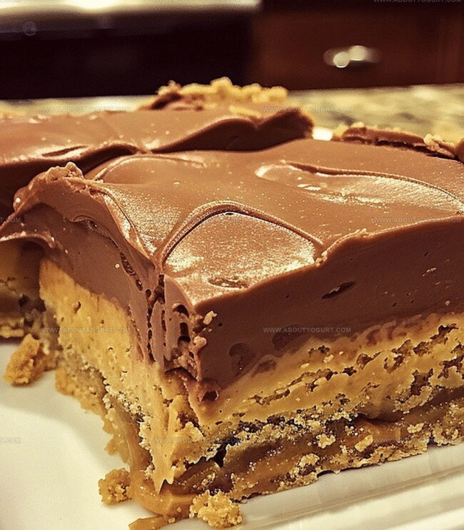 Pro Tips For Fudge-Filled Peanut Butter Cake Bars